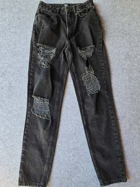 BDG Urban Outfitters Mom High Rise Distressed Jeans Charcoal Wash Size 26